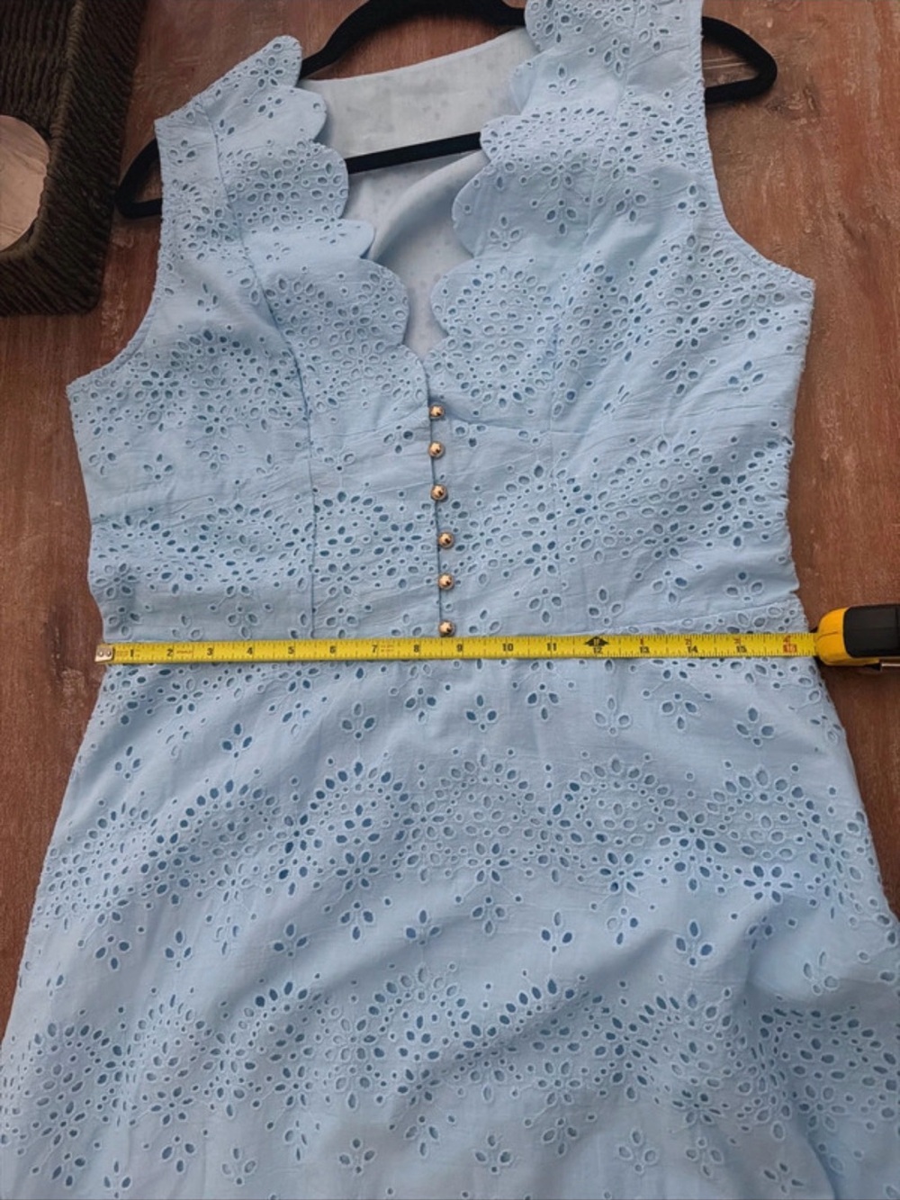 Commense Cotton Sleeveless Embroidered Eyelet Dress with Deep V Neck - Picture 7 of 7